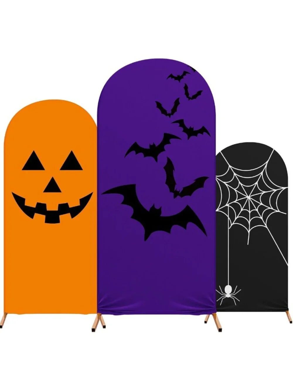 3-Piece Halloween Arch Backdrop Set - Pumpkin Design, 4ft, 5ft, 6ft Sizes